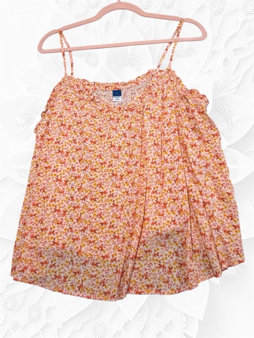 Old Navy Floral Spaghetti-Strap Tank Top - Pink/Peach/Yellow